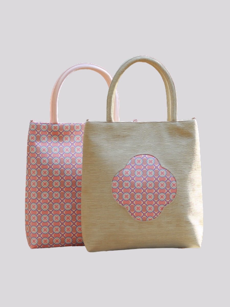 “Certain Victory Ahead” Round Floral Pattern Short-Handle Tote Bag