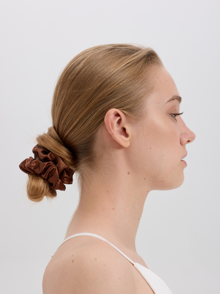 3cm Brown Silk Scrunchie