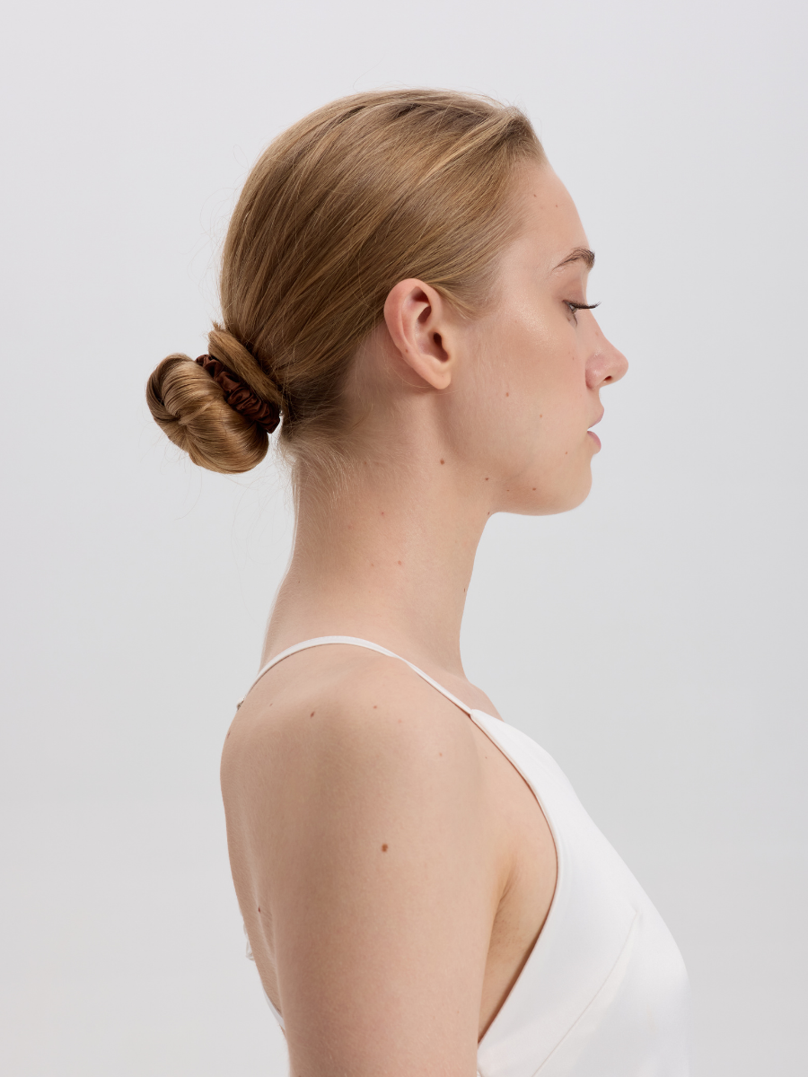 1cm Brown Silk Scrunchie