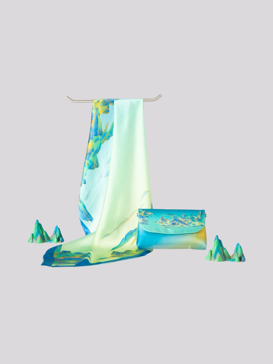 “A Thousand Miles of Rivers and Mountains” Silk Scarf & Eye Mask Gift Set
