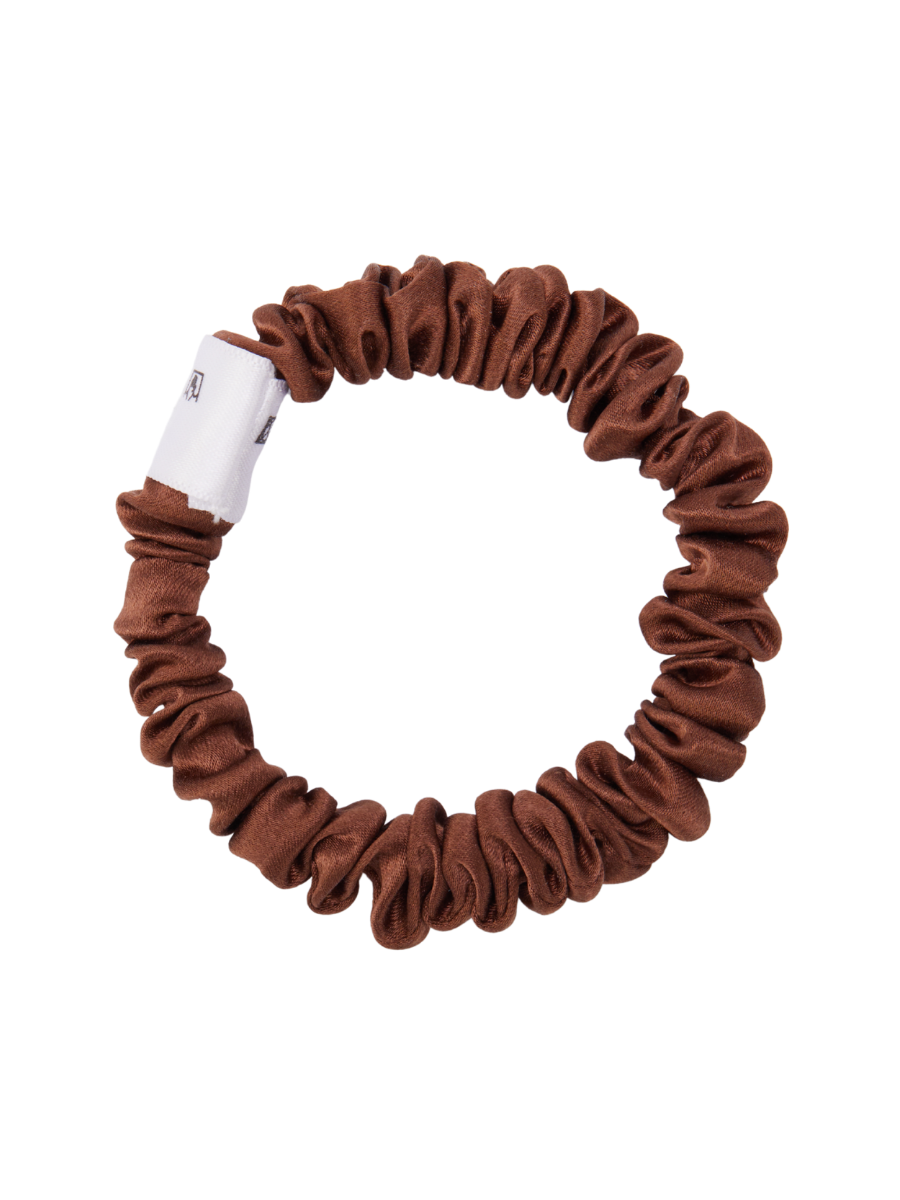 1cm Brown Silk Scrunchie