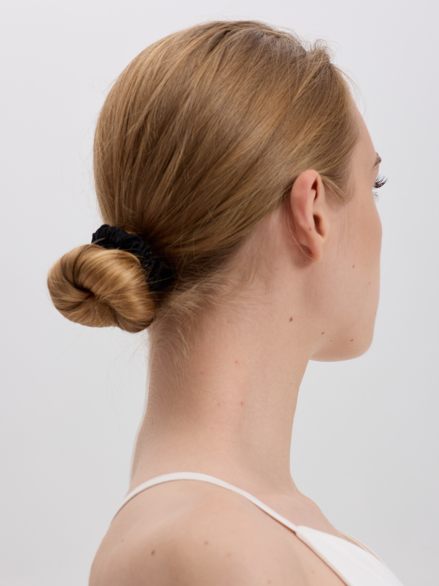 1cm Black Silk Scrunchie