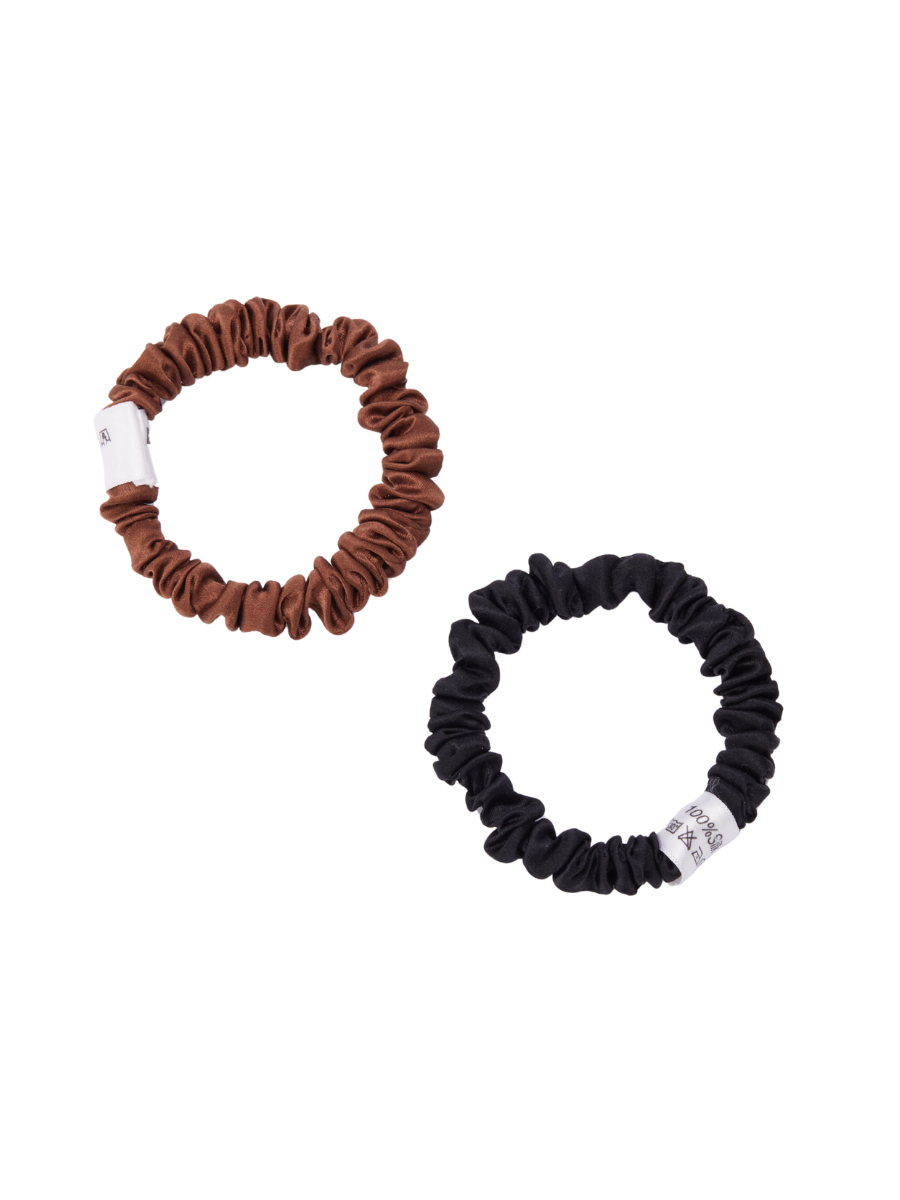 1cm Black Silk Scrunchie