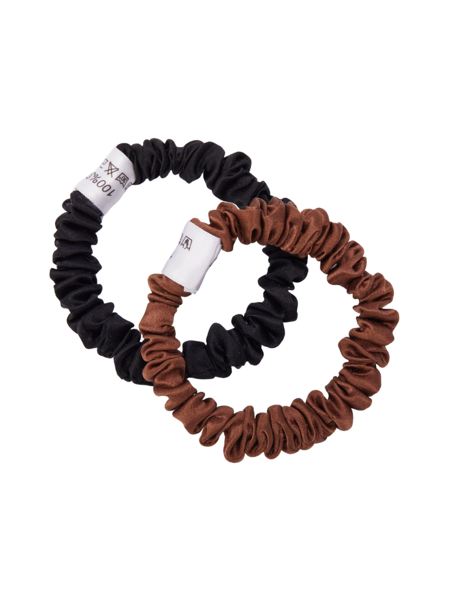 1cm Black Silk Scrunchie