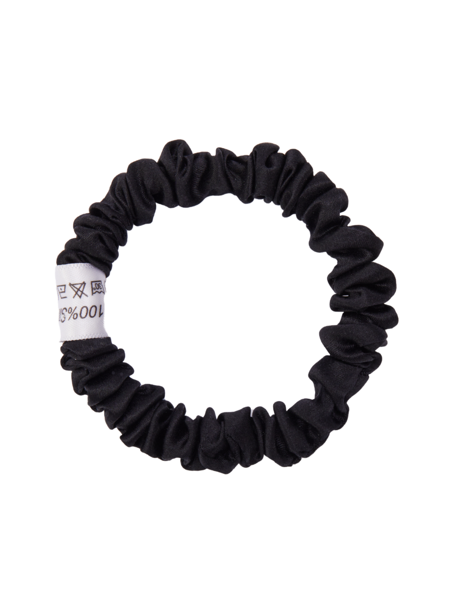 1cm Black Silk Scrunchie