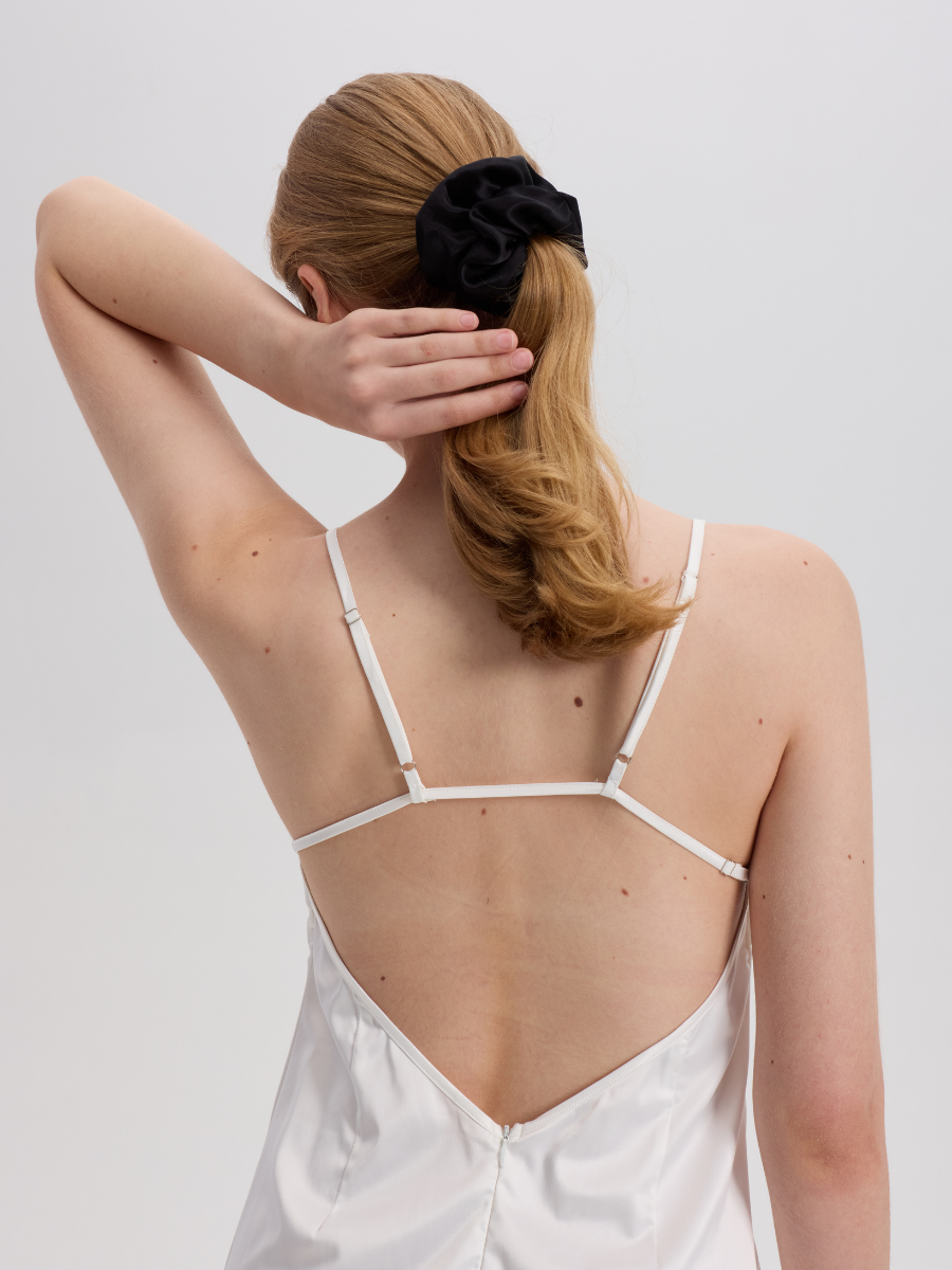 6cm Black Silk Scrunchie