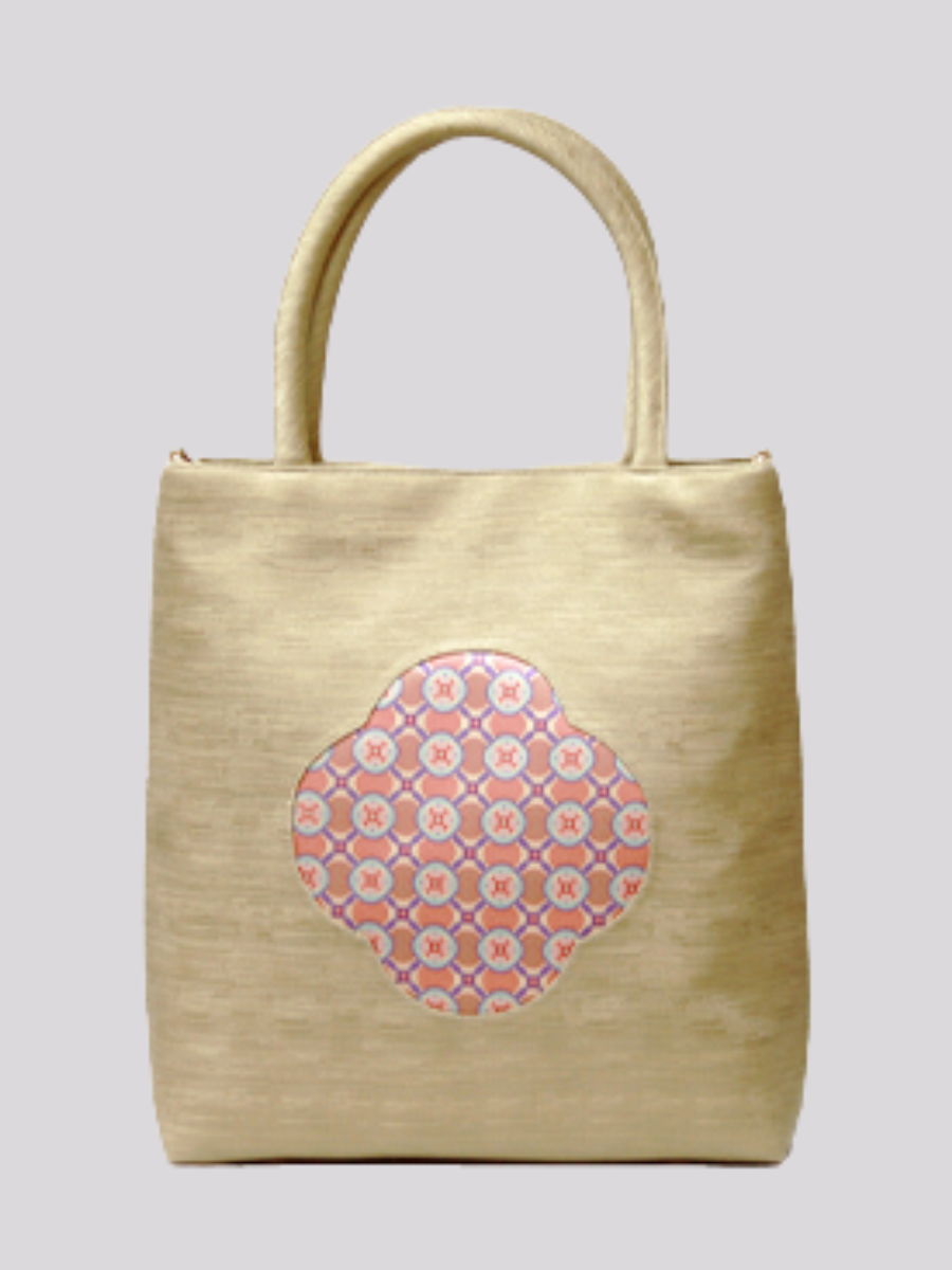 “Certain Victory Ahead” Round Floral Pattern Short-Handle Tote Bag