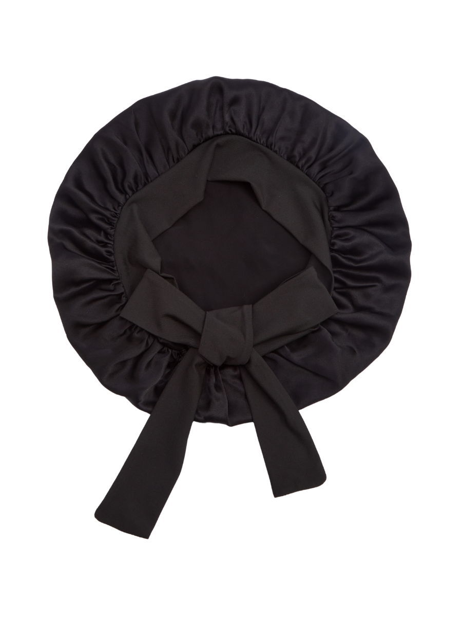 Black Mulberry Silk Hair Bonnet