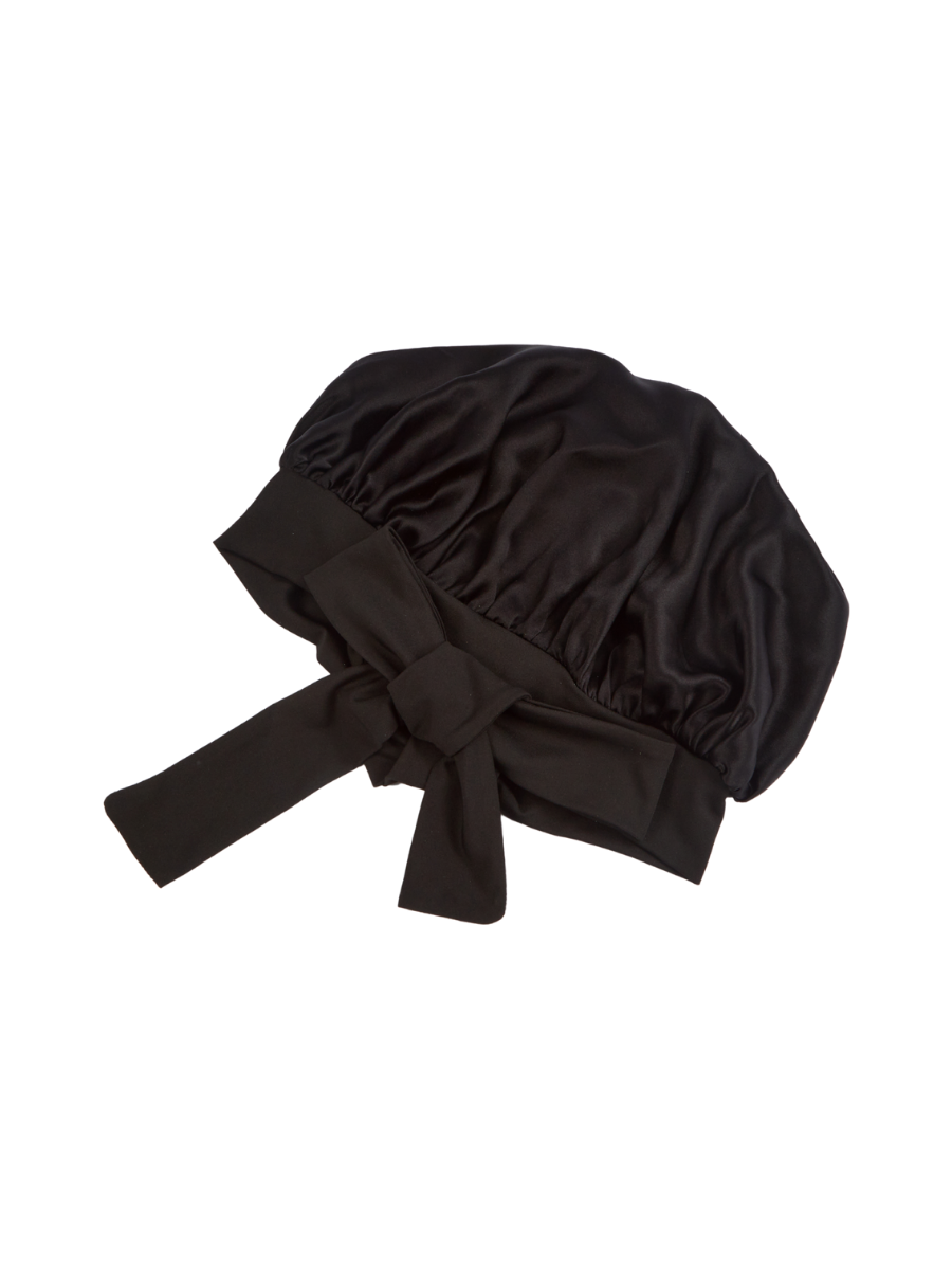 Black Mulberry Silk Hair Bonnet