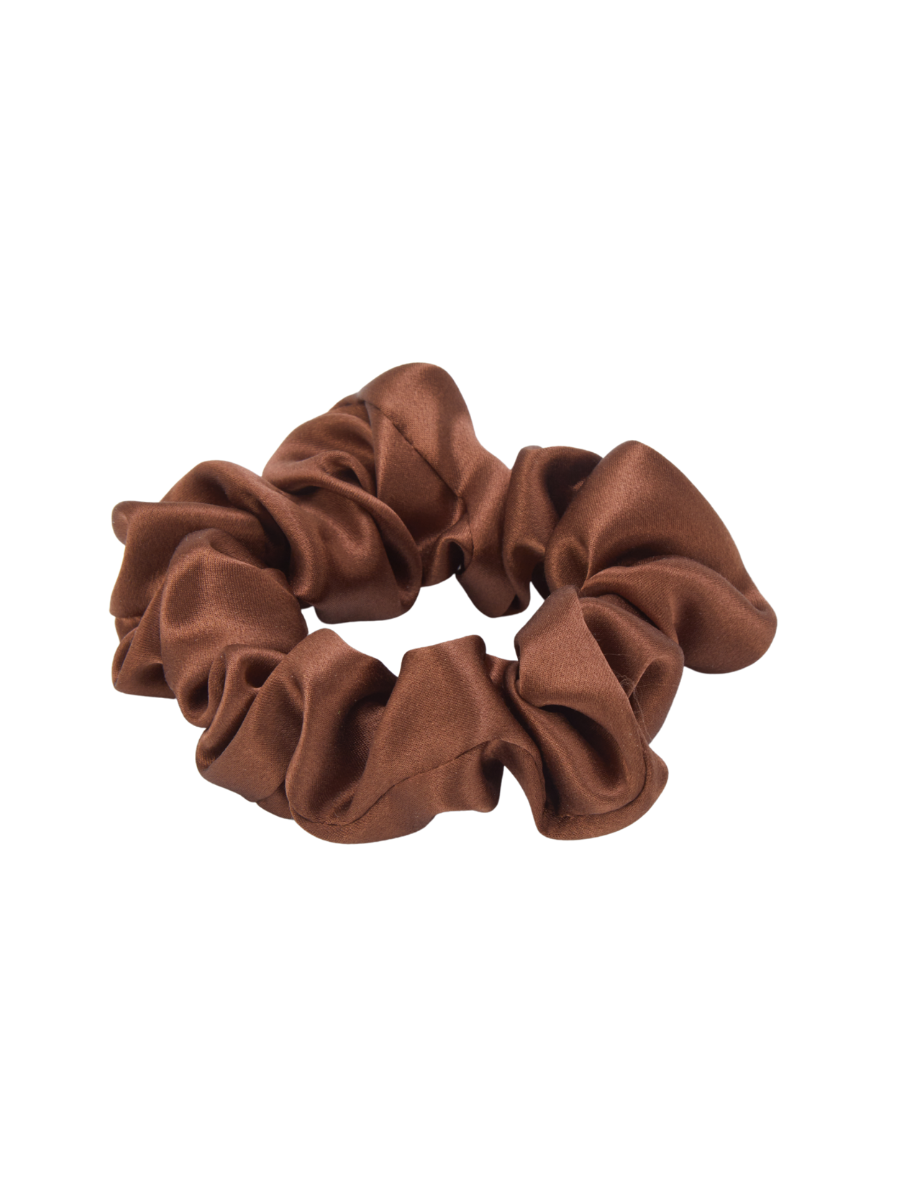 3cm Brown Silk Scrunchie