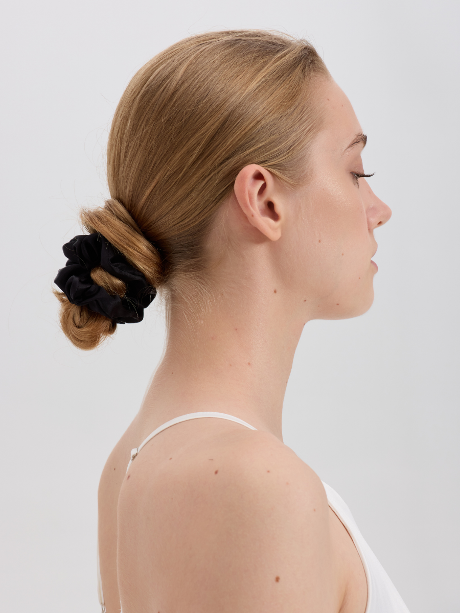 3cm Black Silk Scrunchie